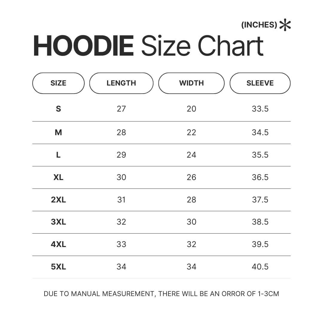 Hoodie Size Chart - IDKHow Merch