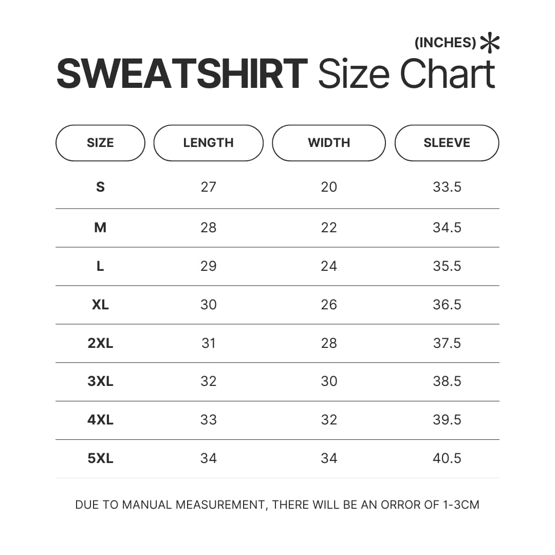 Sweatshirt Size Chart - IDKHow Merch